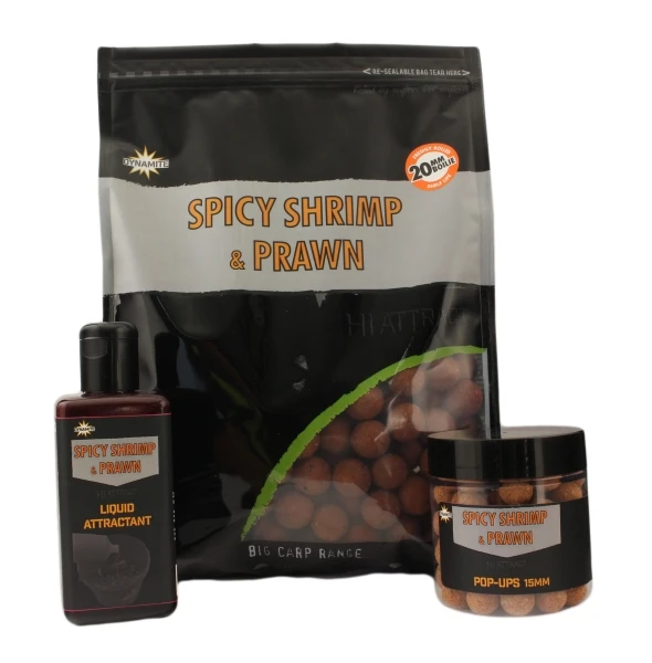 DYNAMITE BAITS Spicy Shrimp & Prawn Boilies 15mm