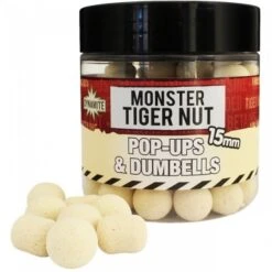 DYNAMITE BAITS Monster Tigernut Fluro White Pop-Ups En Dumbells 15mm